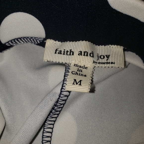 Faith and Joy by Morteau navy and white polka dot skirt with pockets - Picture 2 of 4